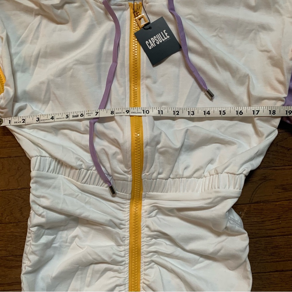 Women's Capsulle  Removable Sleeve Hooded Zipper Dress | L | White Combo NEW!! - Picture 8 of 10